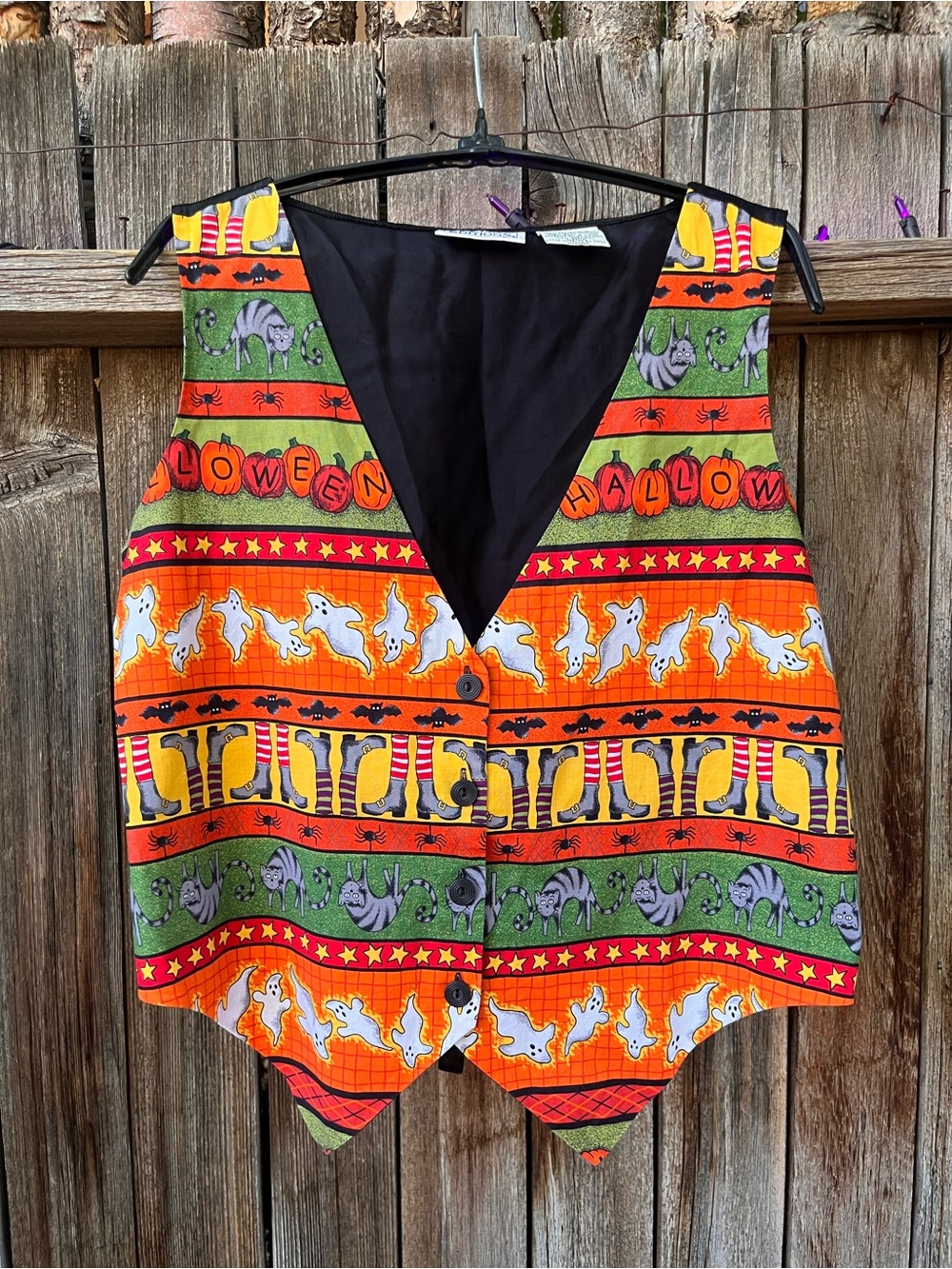Halloween Patterned Vest with Ghosts & Pumpkins 90s Vintage